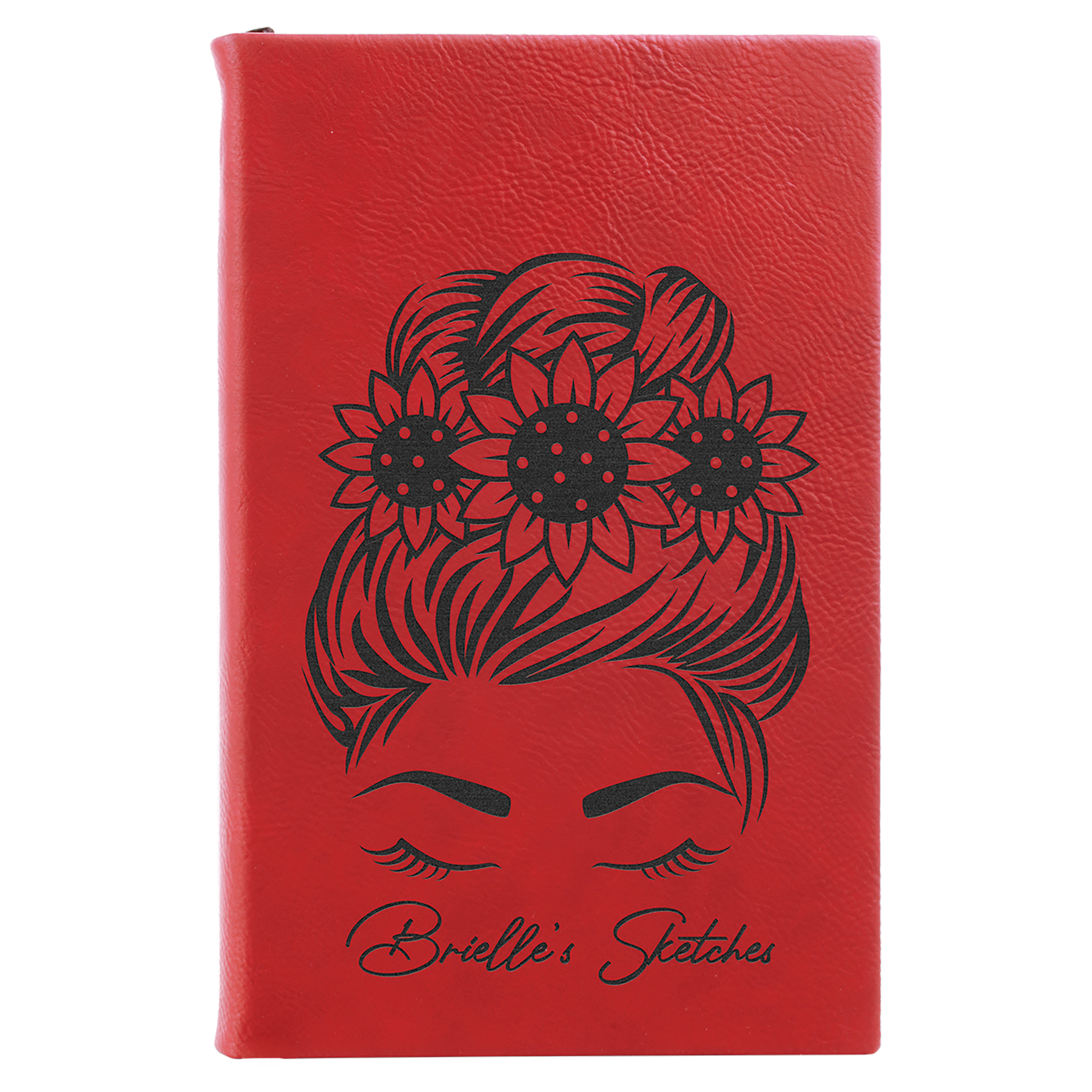 5 1/4" x 8 1/4" Red Leatherette Sketch Book-Unlined Paper 1