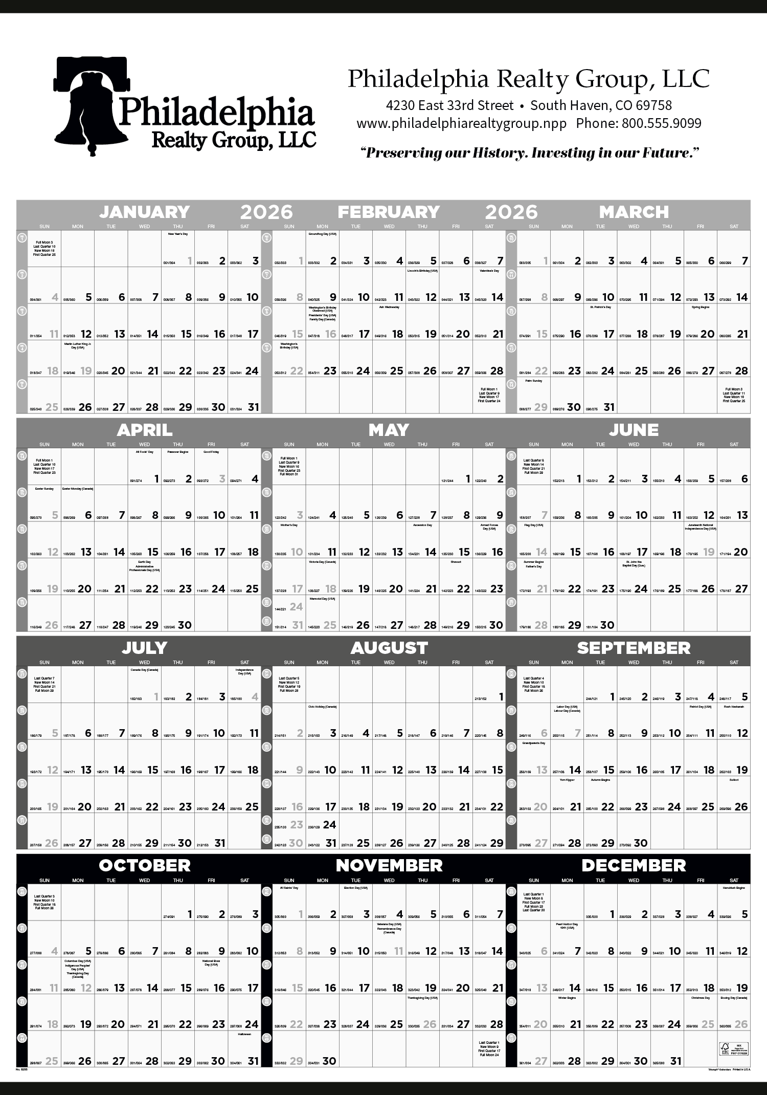 Triumph® Calendars Black & White Time Management Span-A-Year Non-Laminated Calendar 4