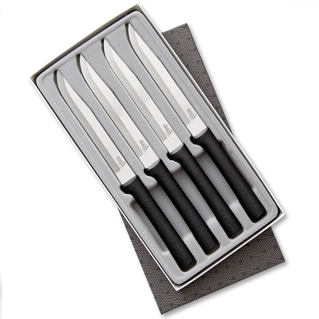 Four Utility/Steak Knives Gift Set w/ Black Handle 2