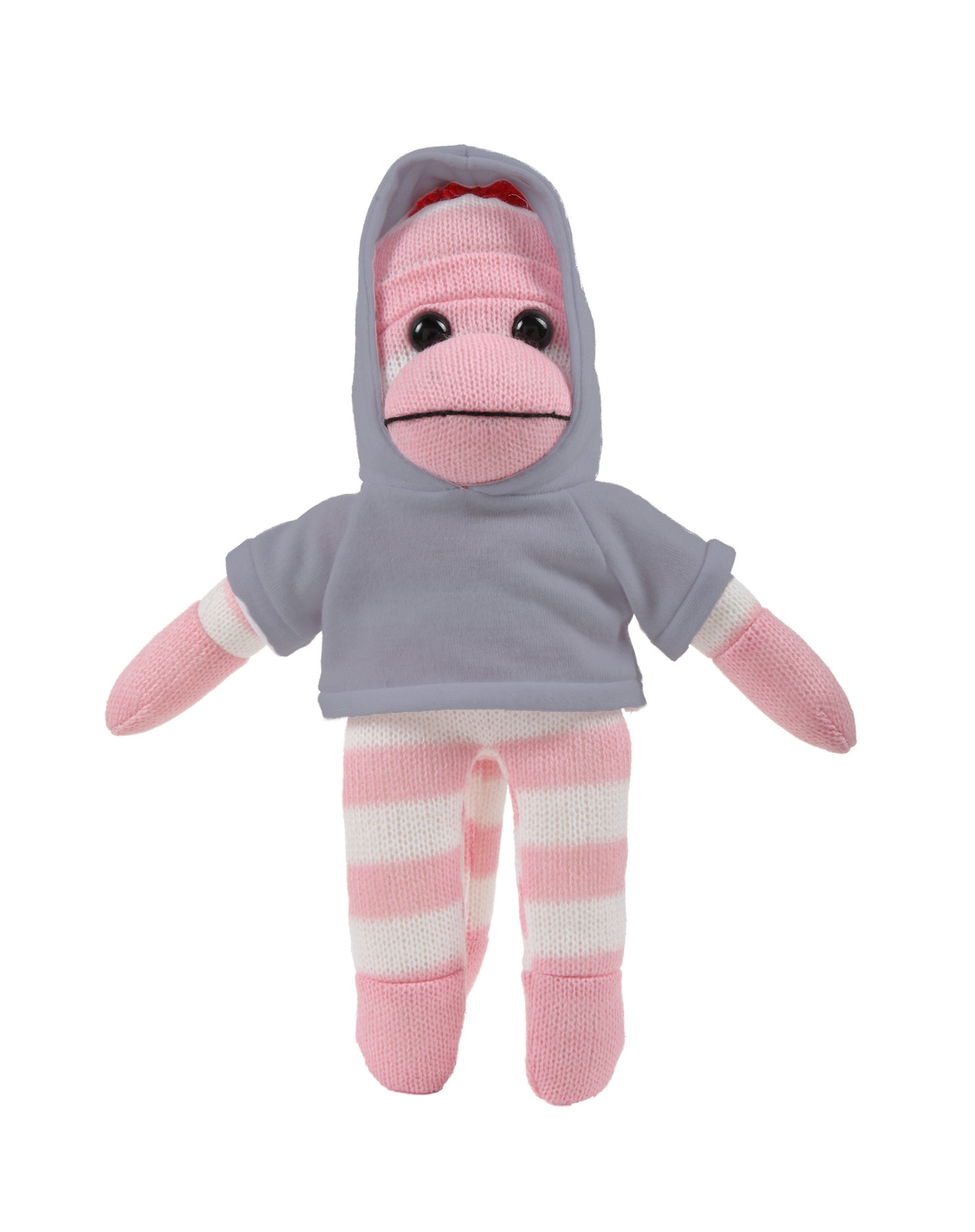 soft plush Pink Sock Monkey with hoodie 3