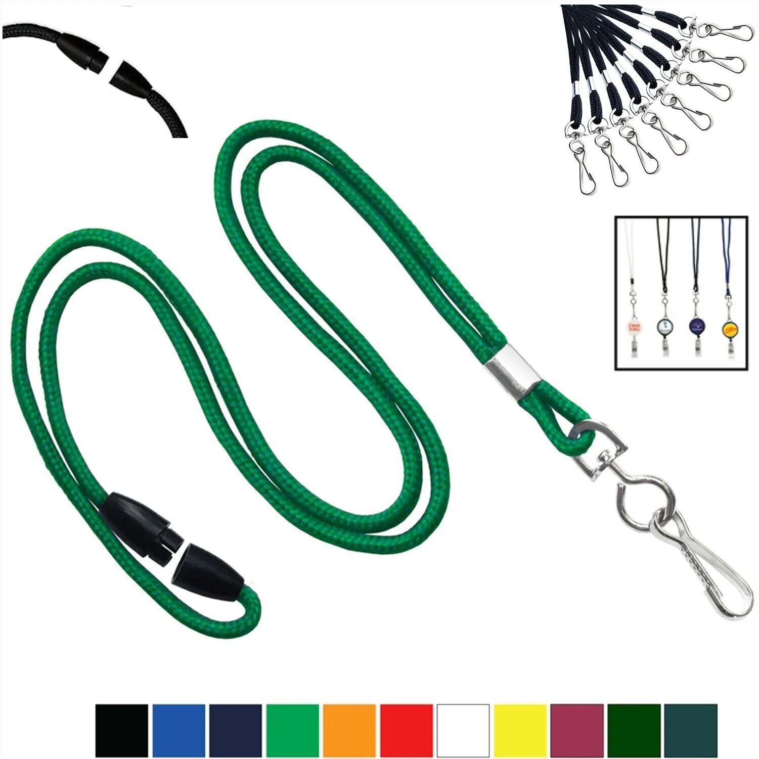 1/8" Round Braid Cord Breakaway Lanyard with Swivel J-Hook 4