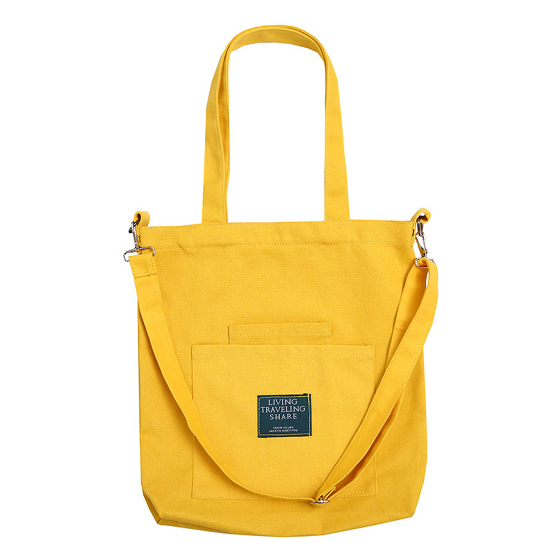 Bright Yellow Color Canvas Tote Handbag 1