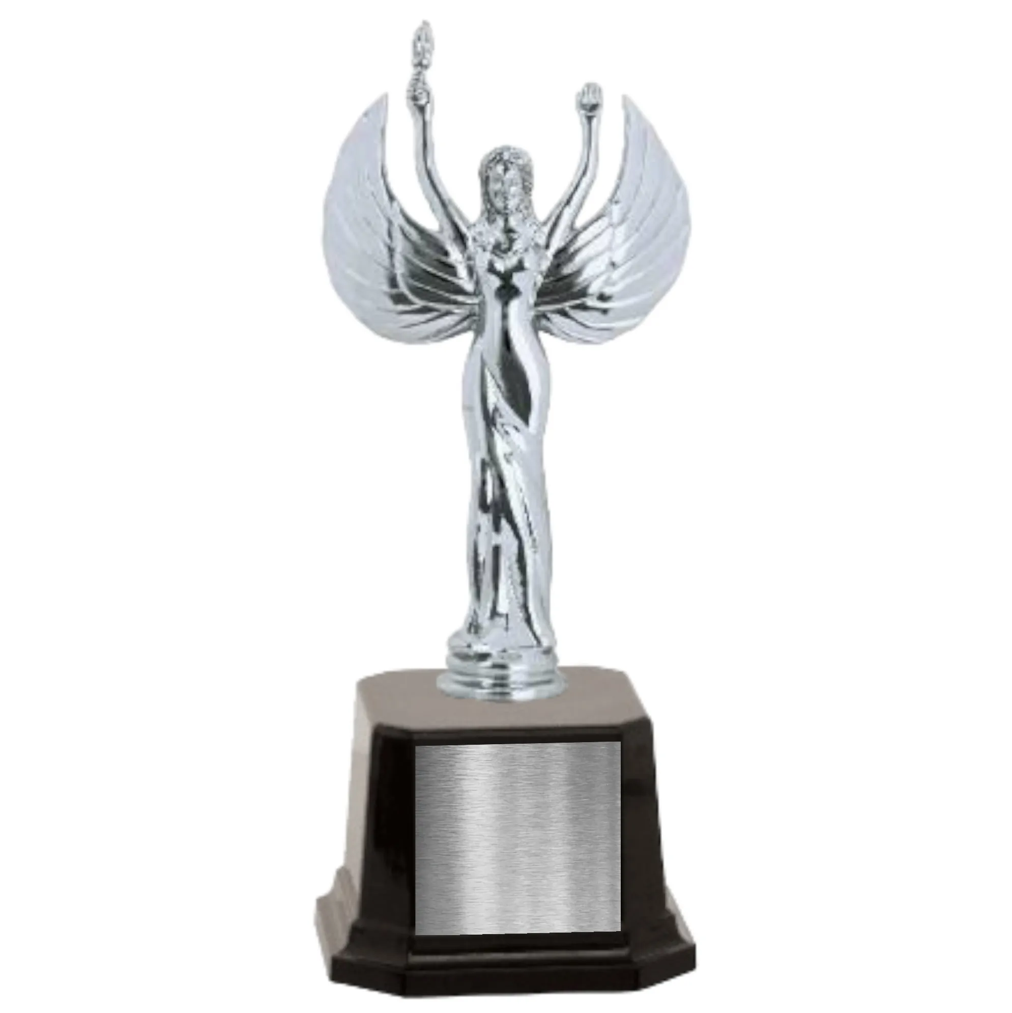 8 1/2" Metal Female Victory Figure on Glossy Black Base 9