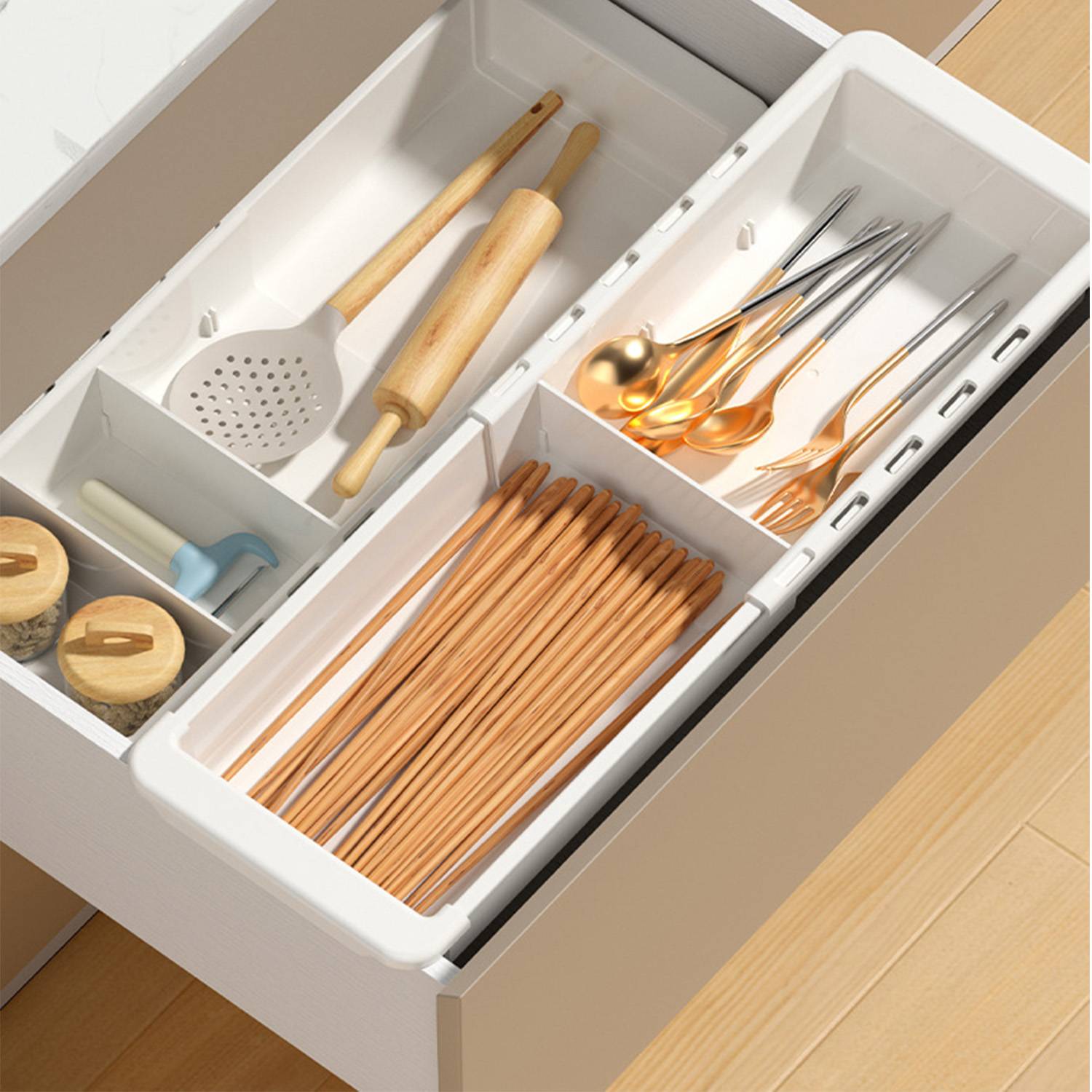 Plastic Retractable divider storage basket 4