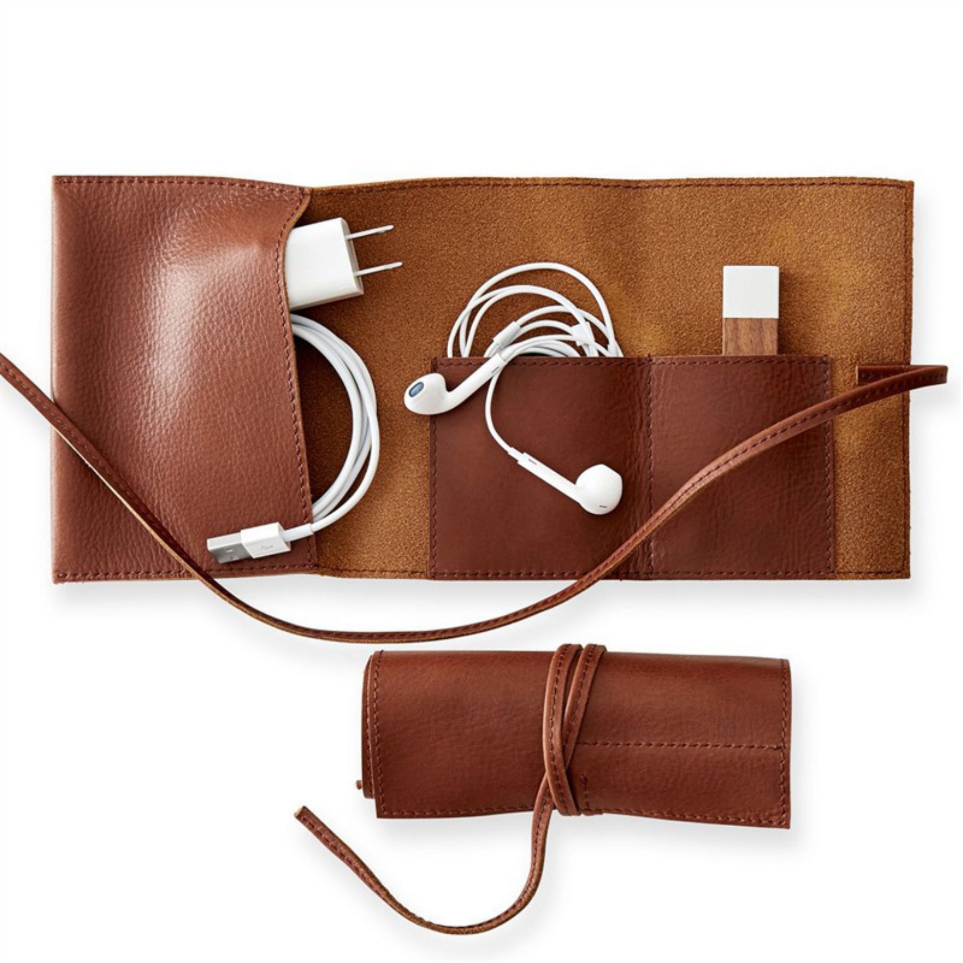 PU Leather Organizer Traveling Cord Wrap 1