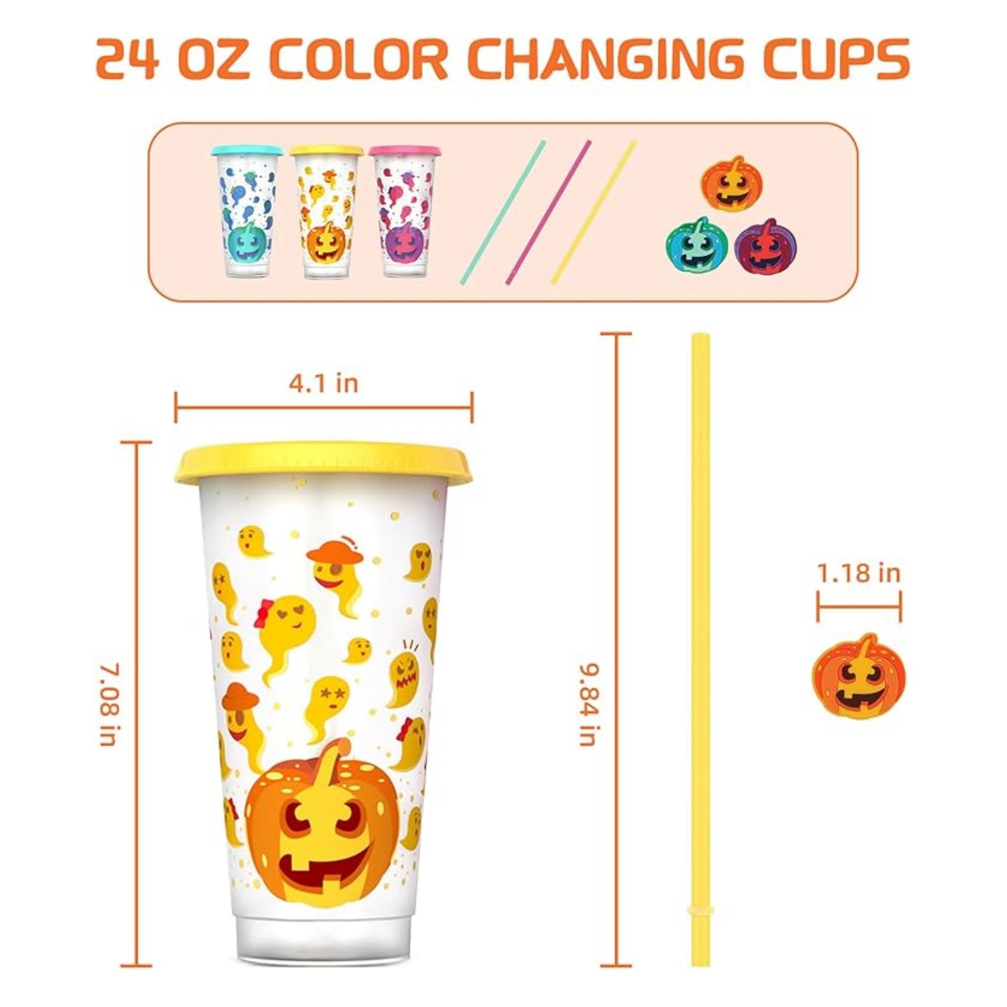 3-Pack 24 oz Halloween Color Changing Cups 3