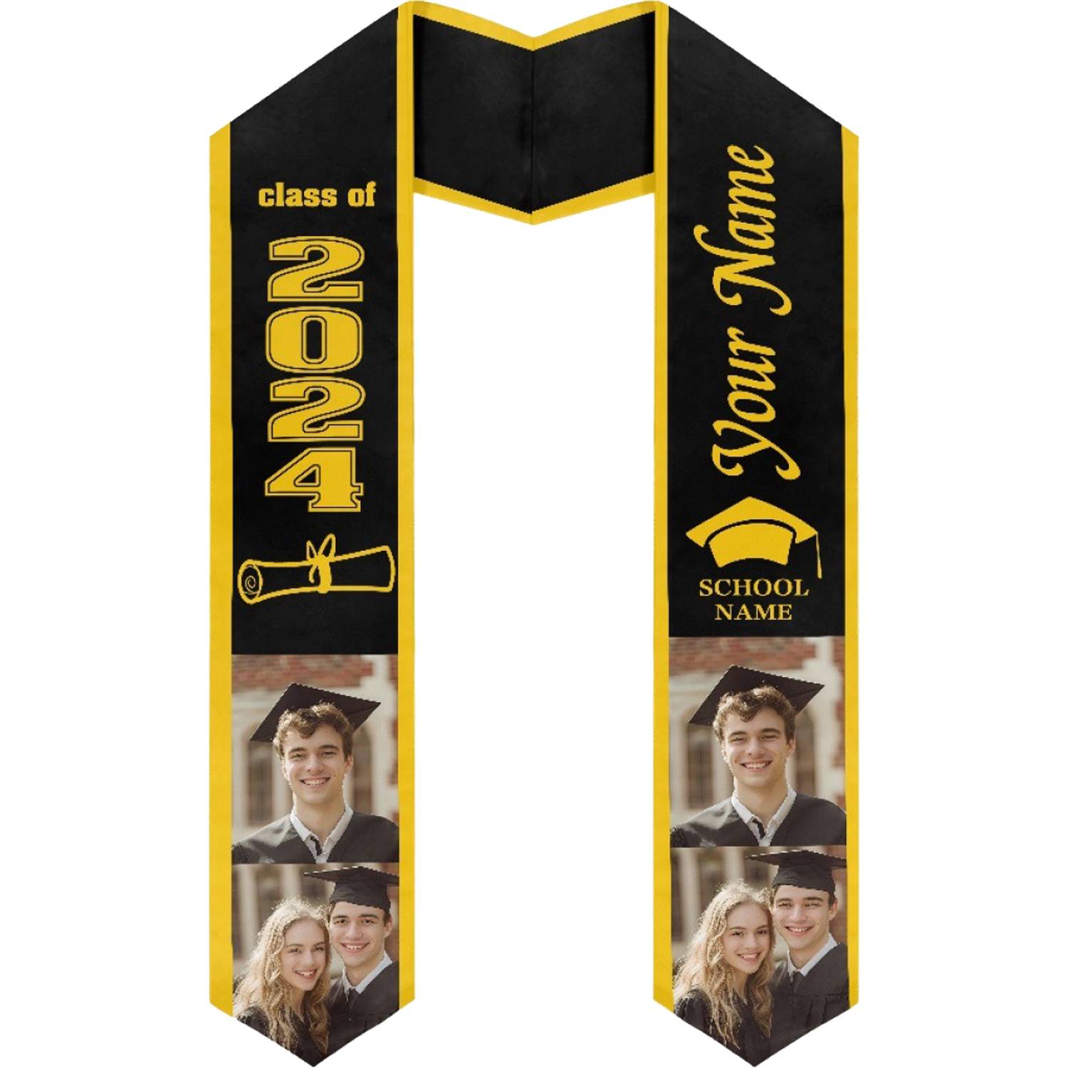 37" Custom Wearproof Graduation Stole Sash w/ Name & Photo 2