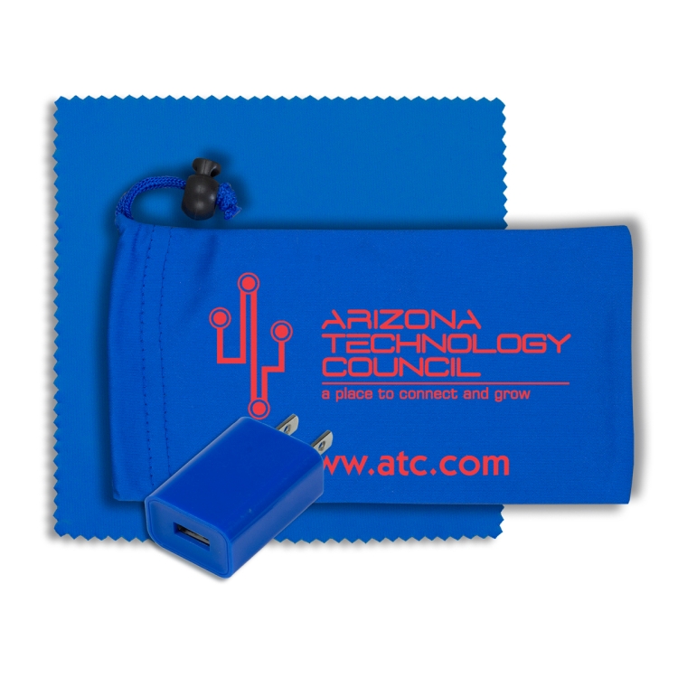 "Montana" Mobile Tech Wall Charger Kit in Microfiber Cinch Pouch 5