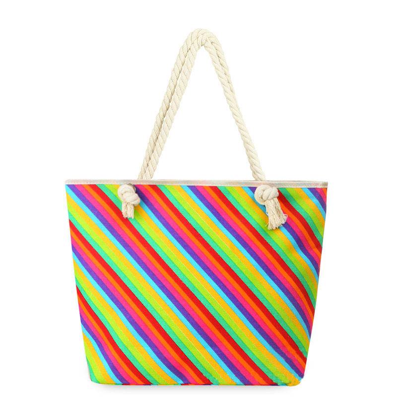 Rainbow Striped Canvas Tote Bag, custom tote bag with logo imprint 10