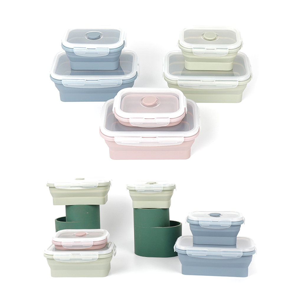 350ml Square silicone folding bowl lunch box travel picnic box 3