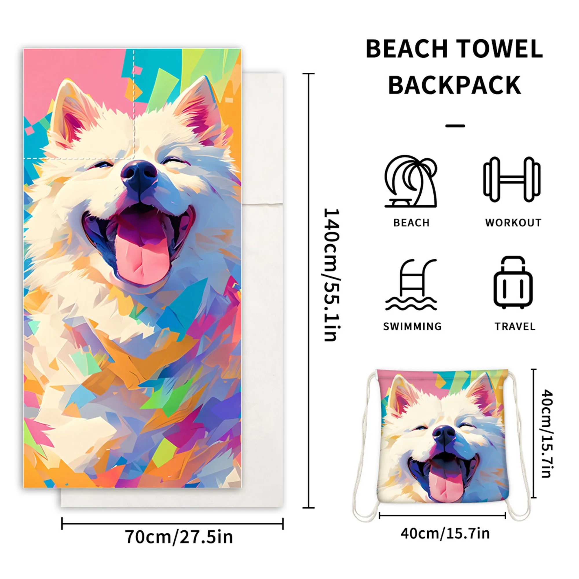 Versatile 2-In-1 Foldable Beach Towel With Storage Bag 1