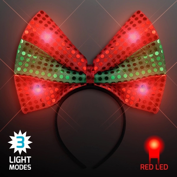 Light Up Festive Christmas Bow Headbands 2
