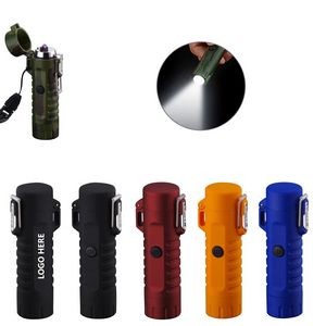 Rechargeable LED Flashlight Waterproof Case With Dual Arc Lighter 19