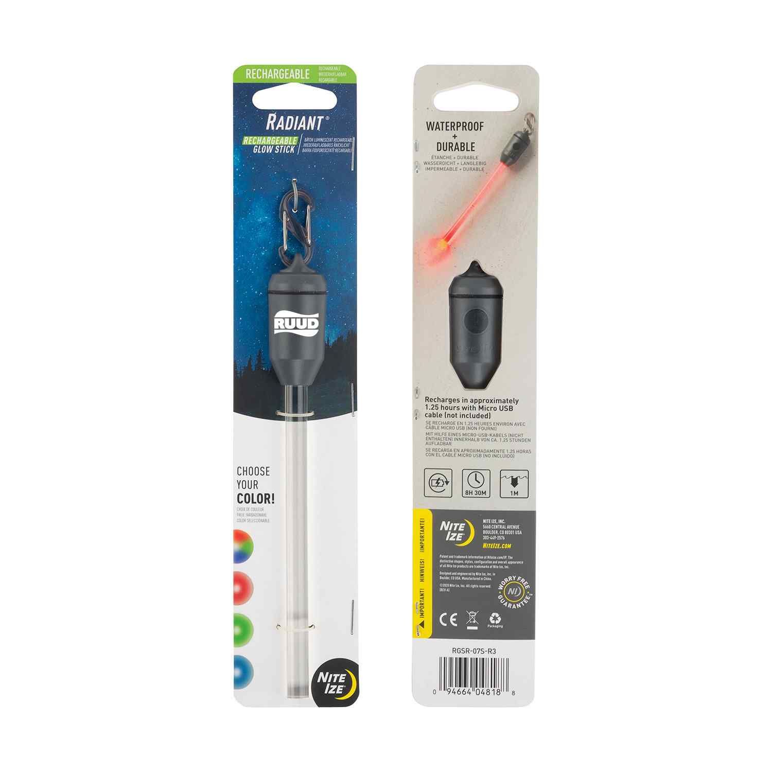 NITE IZE® RADIANT® RECHARGEABLE LED GLOW STICK 6