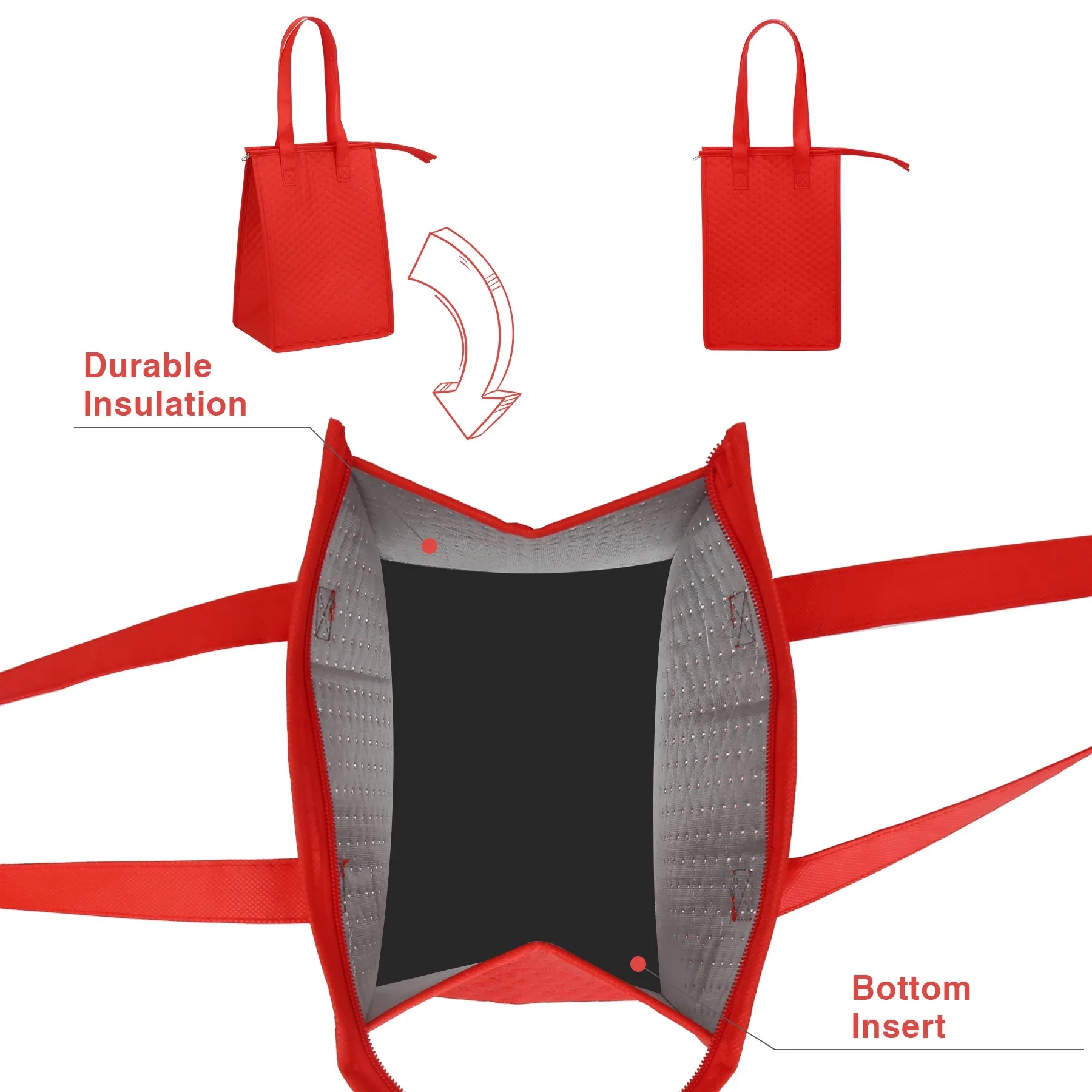 Zipper Insulated Lunch Tote Bags 1