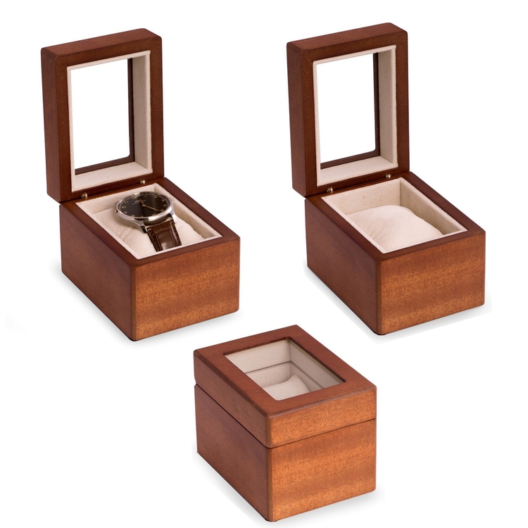 Single Watch Wooden Box with Glass Top 4