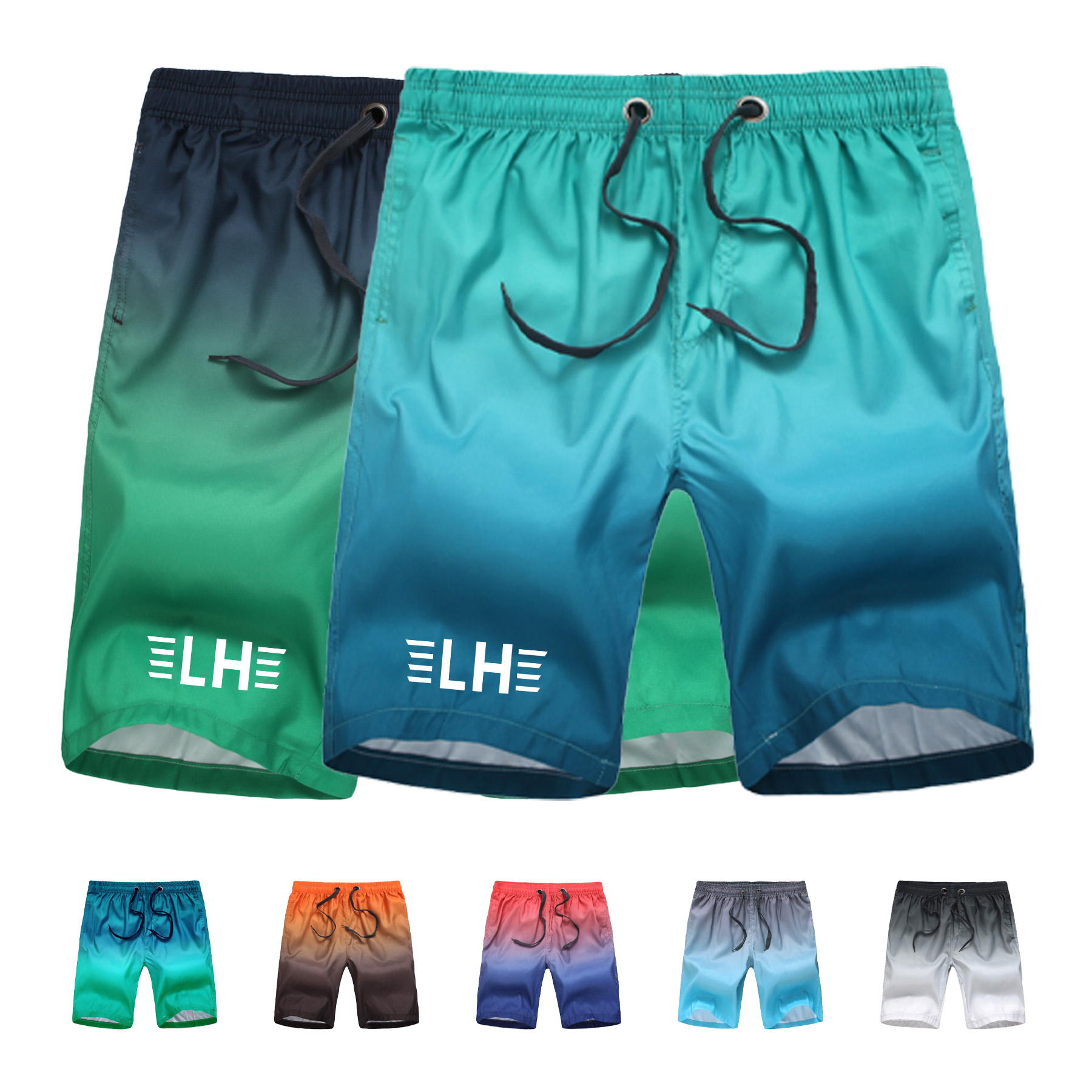 Men's Printed Gradient Beach Shorts 1
