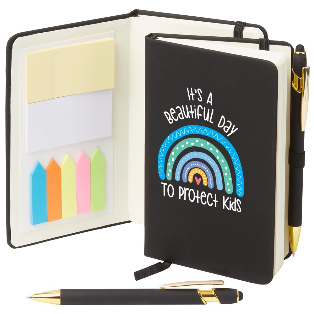 Custom 4" x 6" Jotter With Sticky Notes & Stylus Pen 2