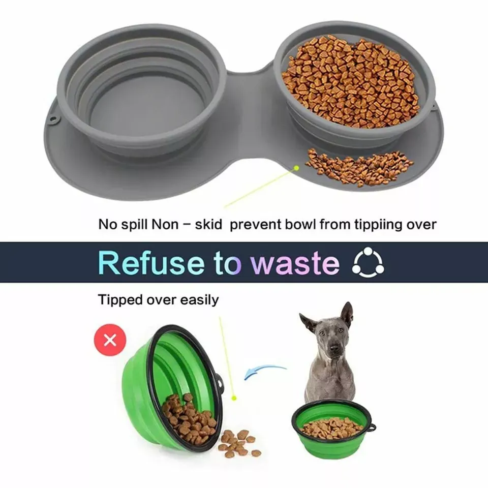 Portable Folding Double Pet Bowl 4