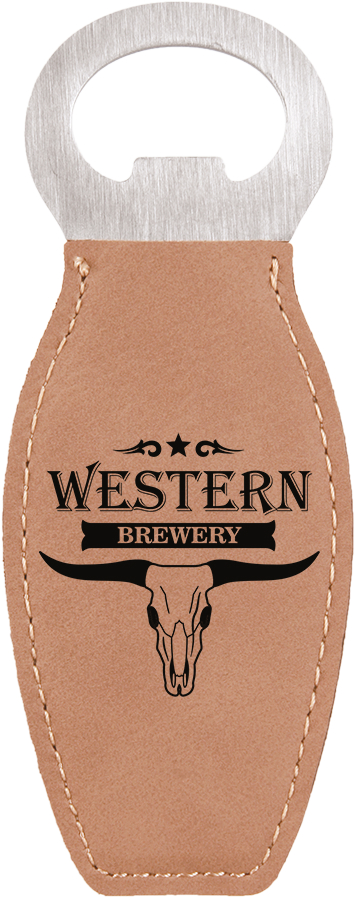 Light Brown Leatherette Bottle Opener with Magnet 2