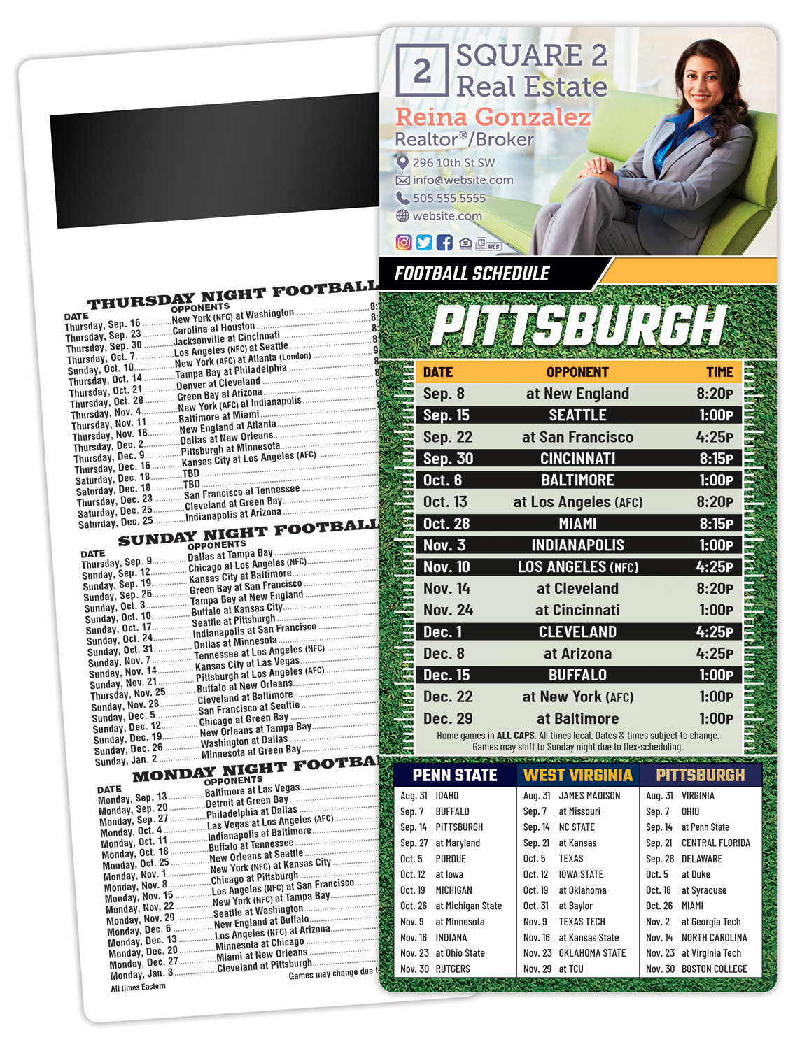 Football Schedule Laminated Card/Postcard with Magnet Strip 3.5x8.5 - 14 pt. 1