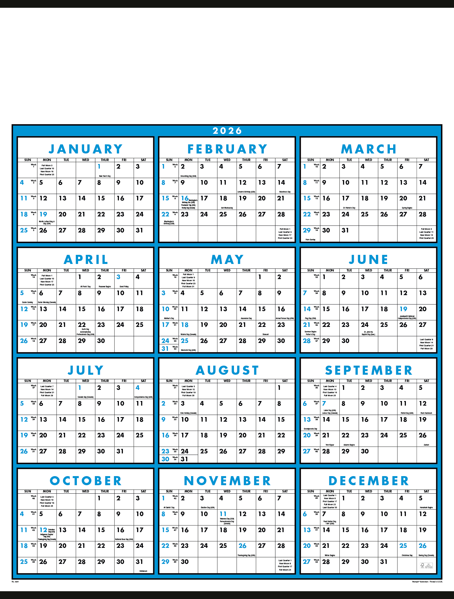 Triumph® Calendars Span-A-Year Non-Laminated Calendar