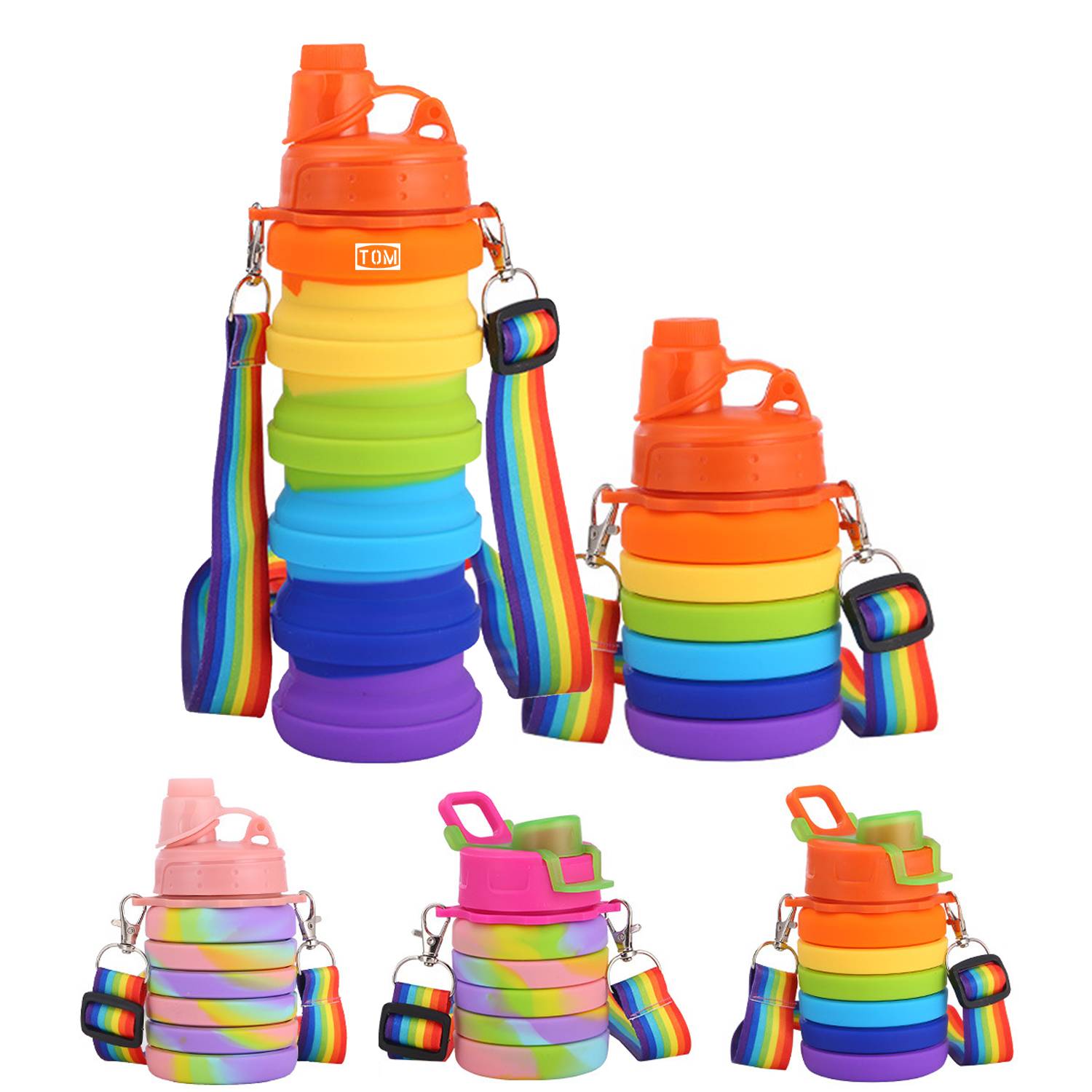 Children Crossbody Silicone Collapsible Sports Water Bottles 10