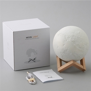 3D Touch Control Moon Lamp with Wooden Stand 2
