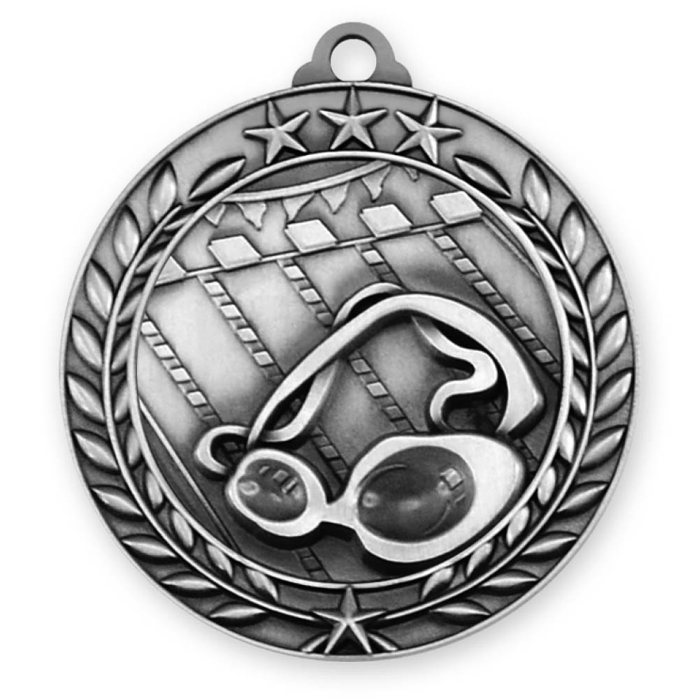 Swimming Wreath Award Medallion (2-3/4") 3