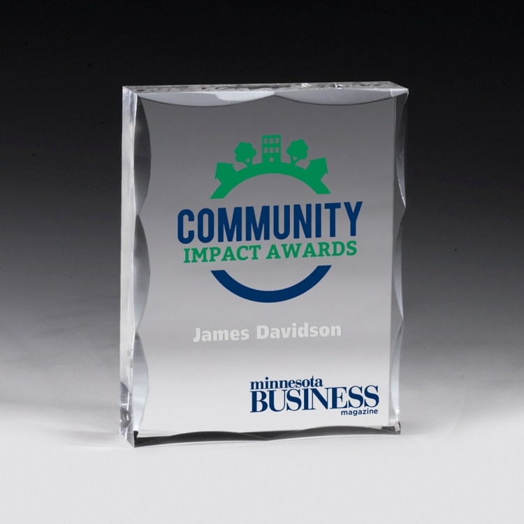Scalloped Acrylic Paperweight Awards - 4" x 5" x 1" - 2244S (Screen Print) 5