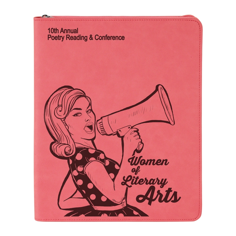 9" x 12" Leatherette Pink Portfolio with Zipper 5