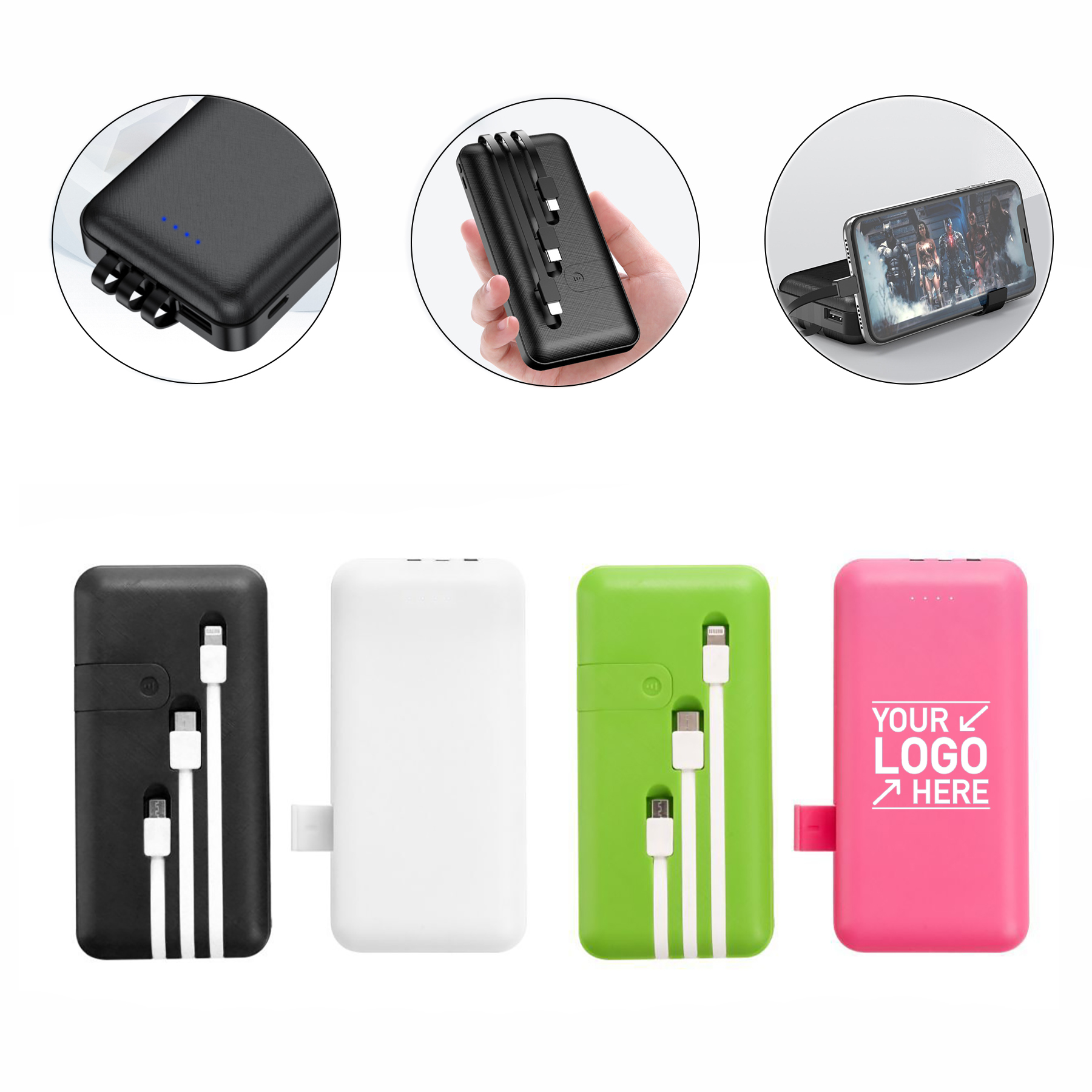 10000mAh Fast Charging Powerbank Built in 3 Cable 1