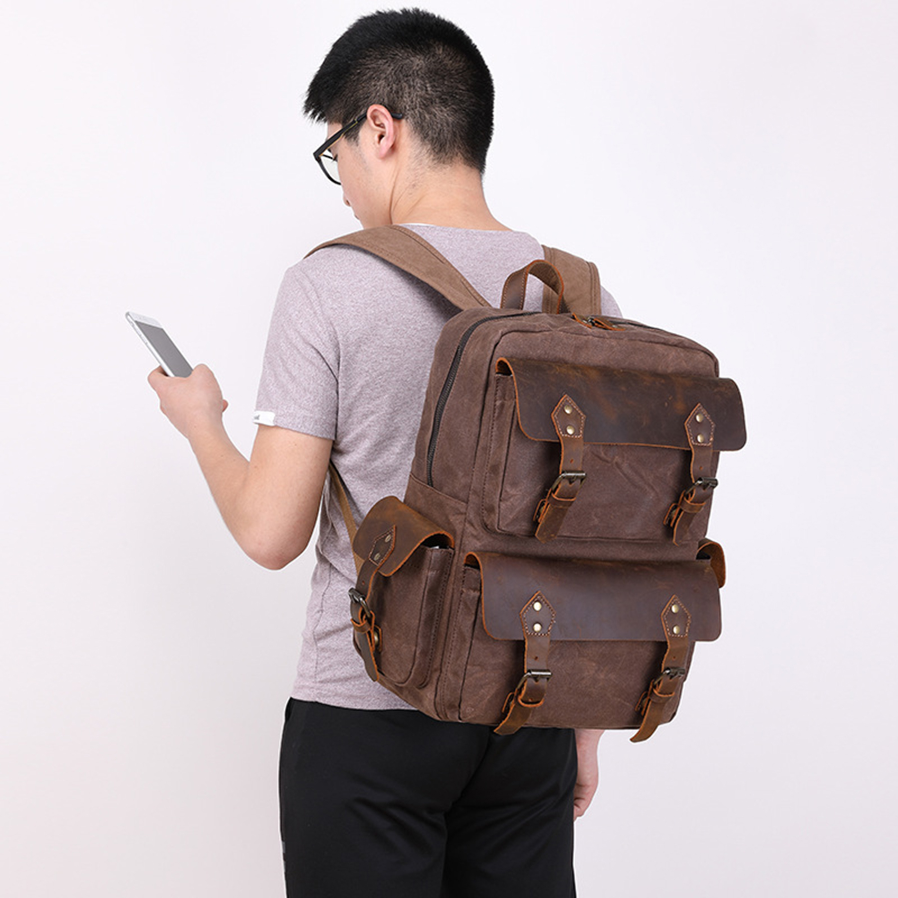 Luxury Retro Leather Travel Backpack 4