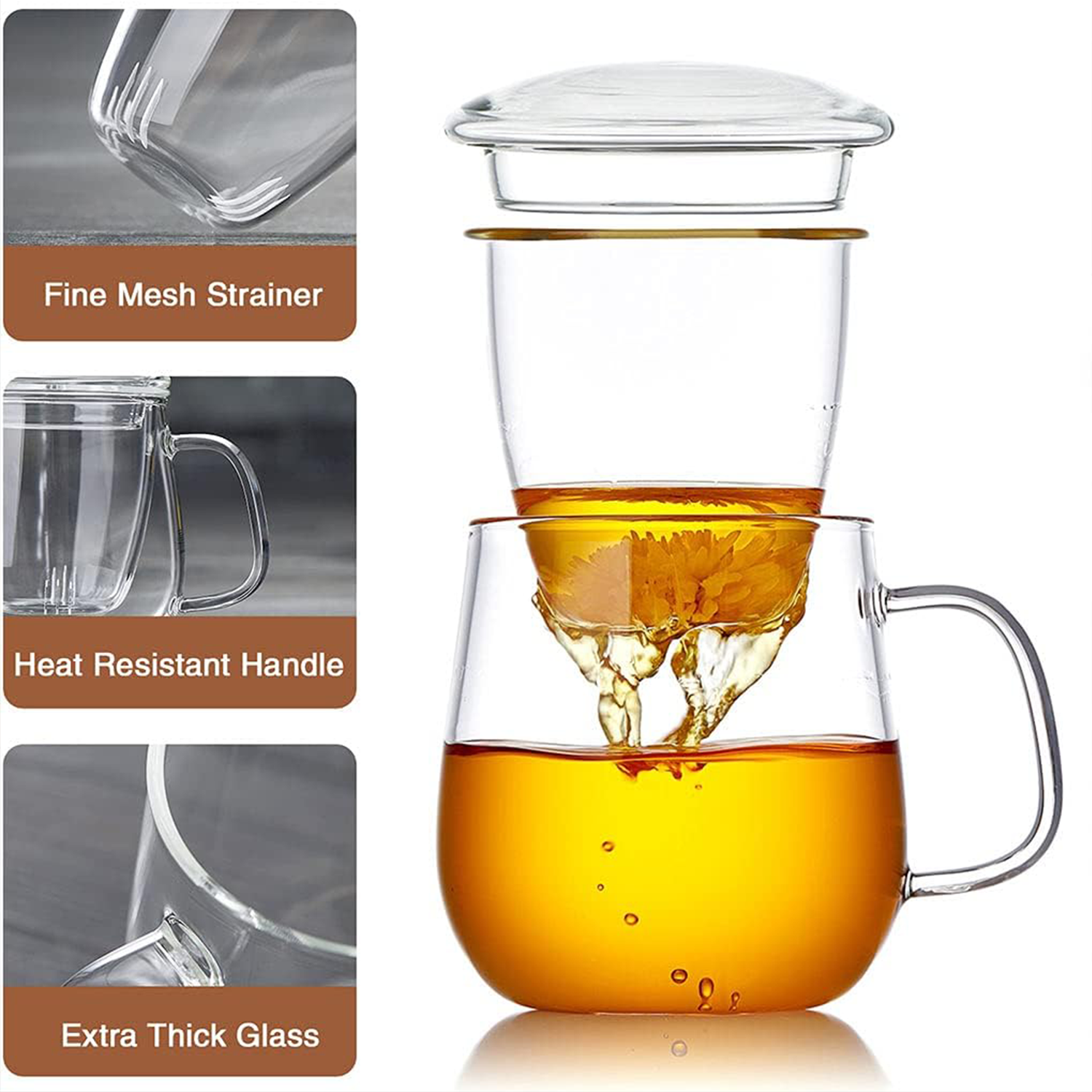 17oz BPA Free Glass Tea Cup w/ Infuser 9