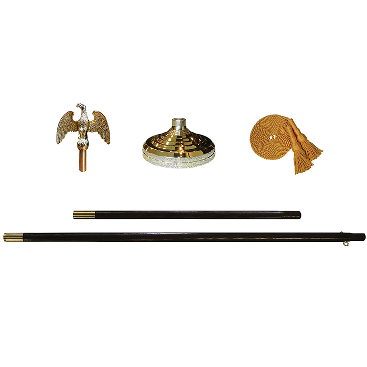 7' x 1-1/4" Flagpole Mounting Set w/Gold Eagle Top Ornament 3