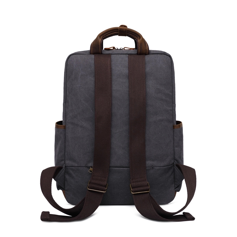 Vintage canvas Leather Backpack 9