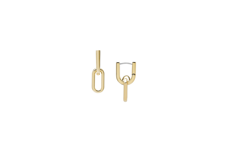 Fossil Heritage D-Link Gold-Tone Stainless Steel Drop Earrings 1