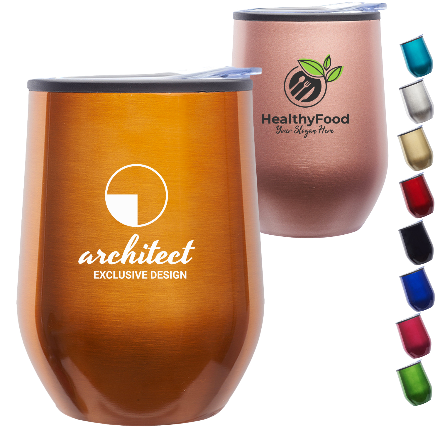 12 oz. Shelby Stemless Glasses W/ Convenient Lid 2