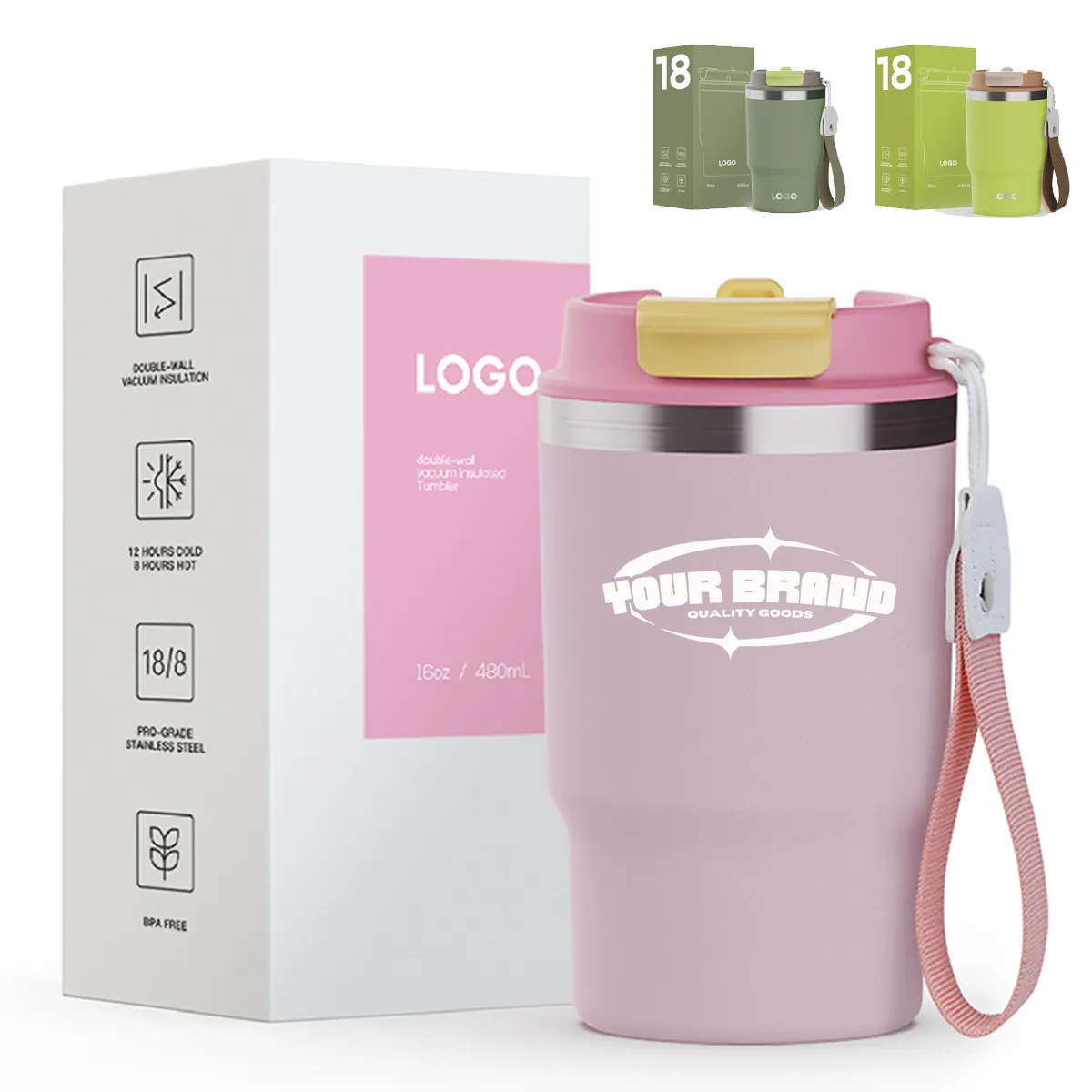 16oz Stainless Steel Tumbler Vacuum Insulated Travel Mug Cup 5