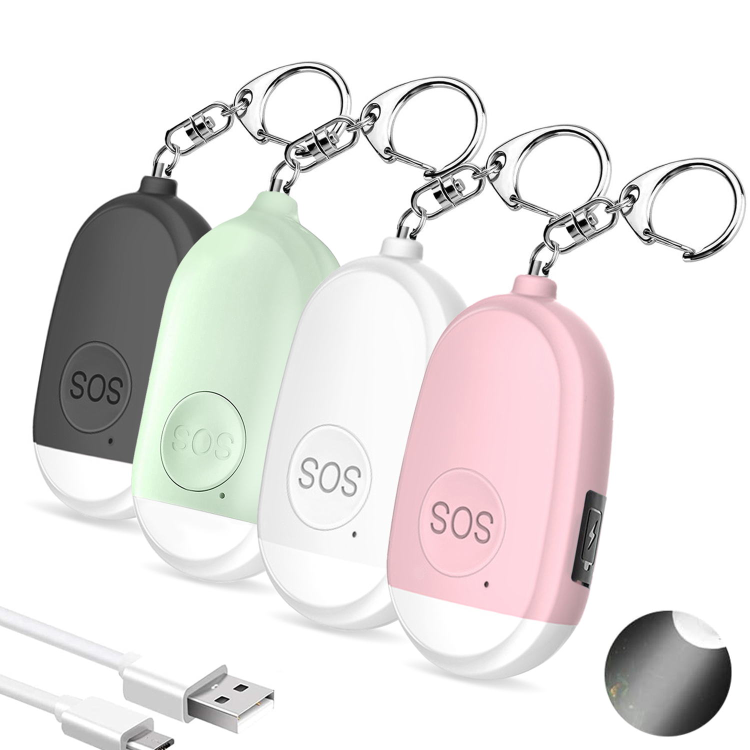 Rechargeable Personal Safety Alarm Keychain With Flashlight 2