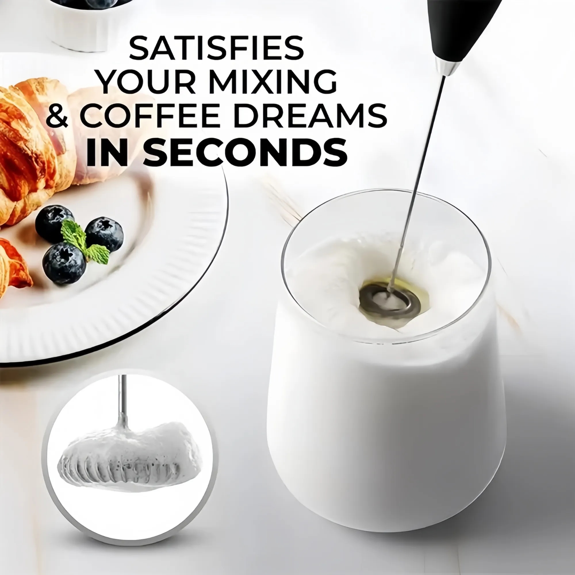 Electric Handheld Milk Coffee Frother 3