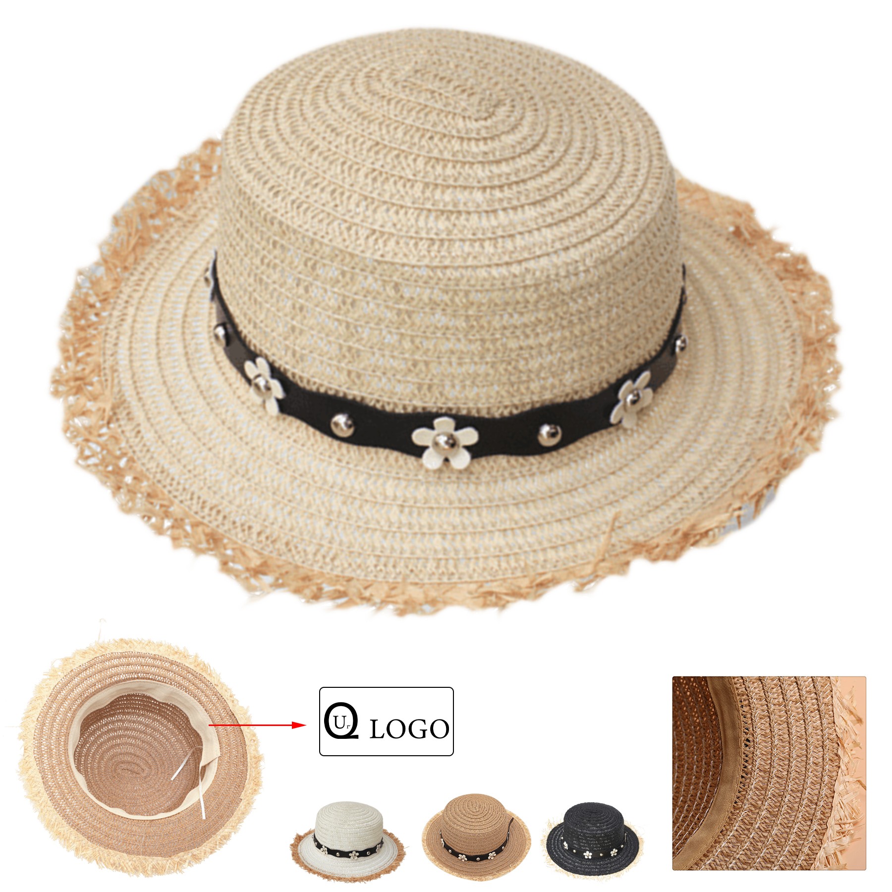 Summer Flower Beach Straw Hat For Adults