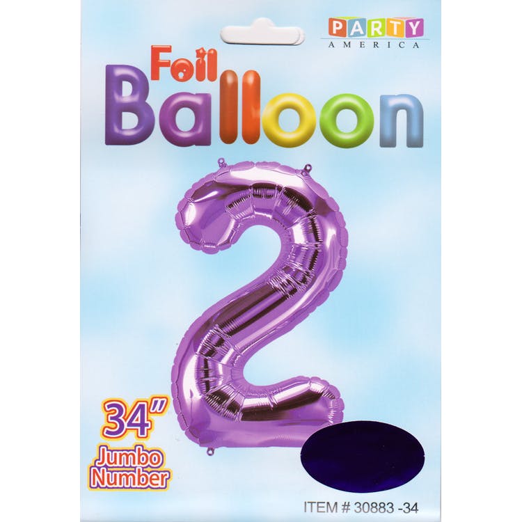 Mylar Number 2 Balloons - Purple 34" 2