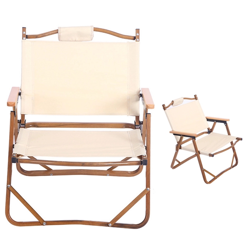Beach Folding Chair With Wooden Handle And Shoulder Strap 2