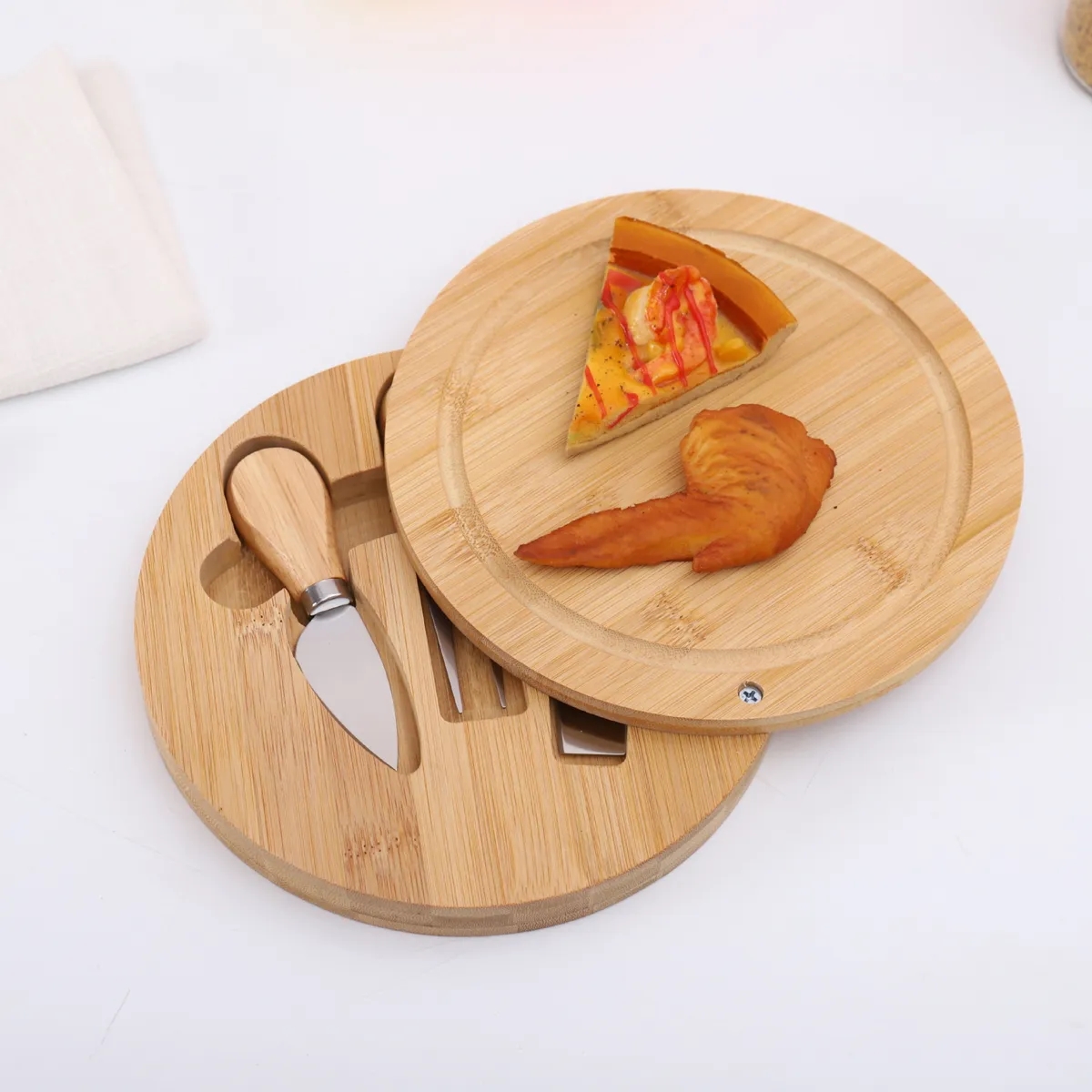 Bamboo Cheese Board Set With Slide-Out Tool Drawer 3