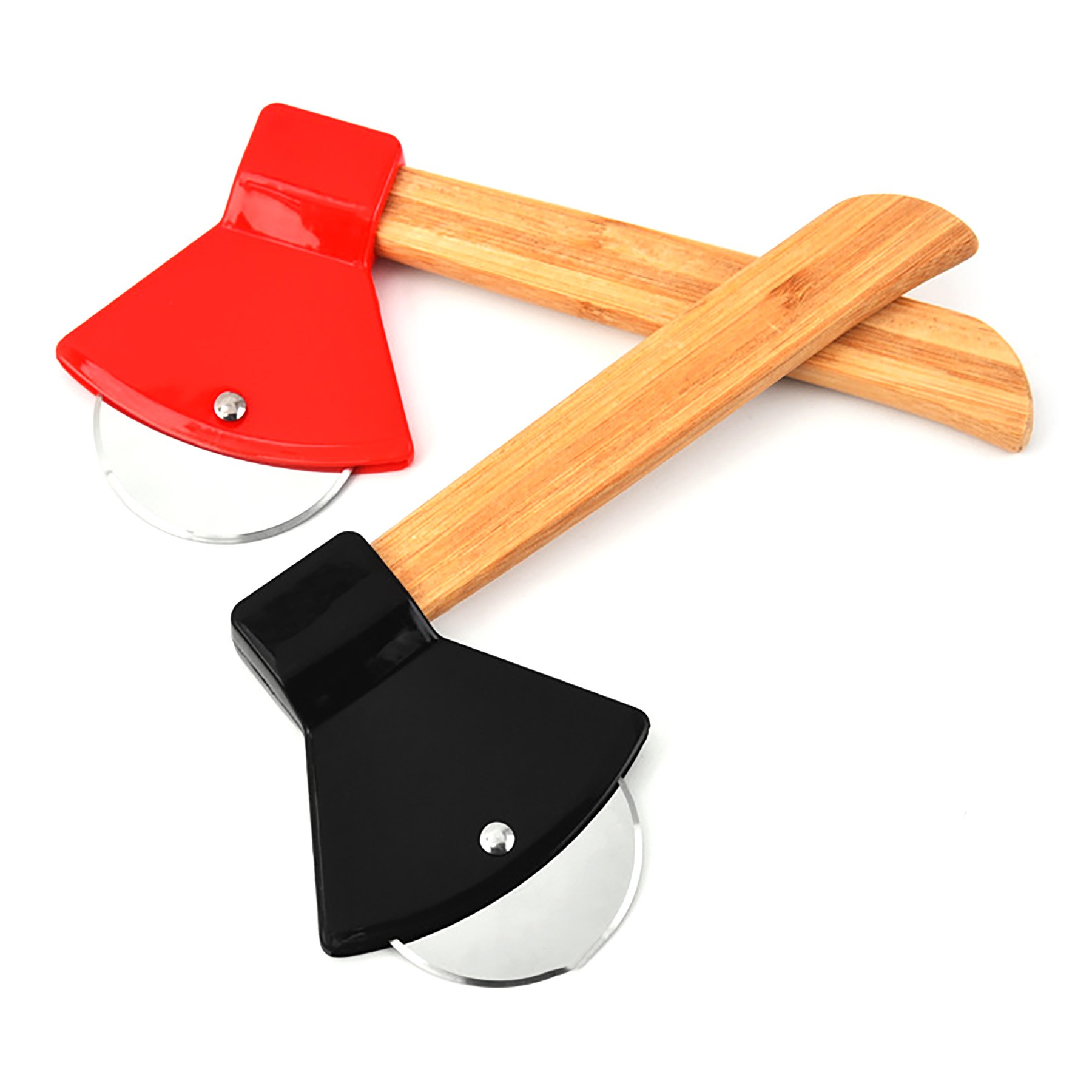 Stainless Steel Roller Wooden Handle Axe Pizza Cutter 7