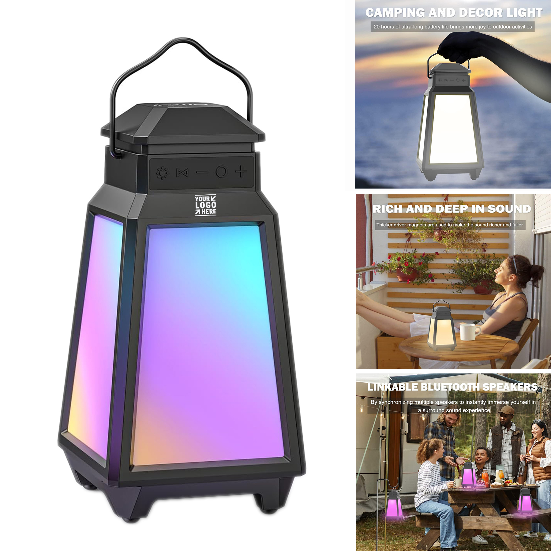 Outdoor Seamlessly To Phone TV Box IPX5 Waterproof Bluetooth Night Light Wireless Speakers