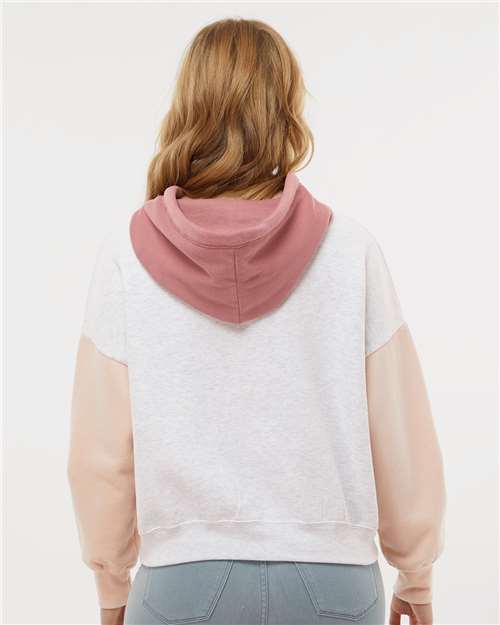 Women's Sueded Fleece Colorblocked Crop Hooded Sweatshirt - W23716 4