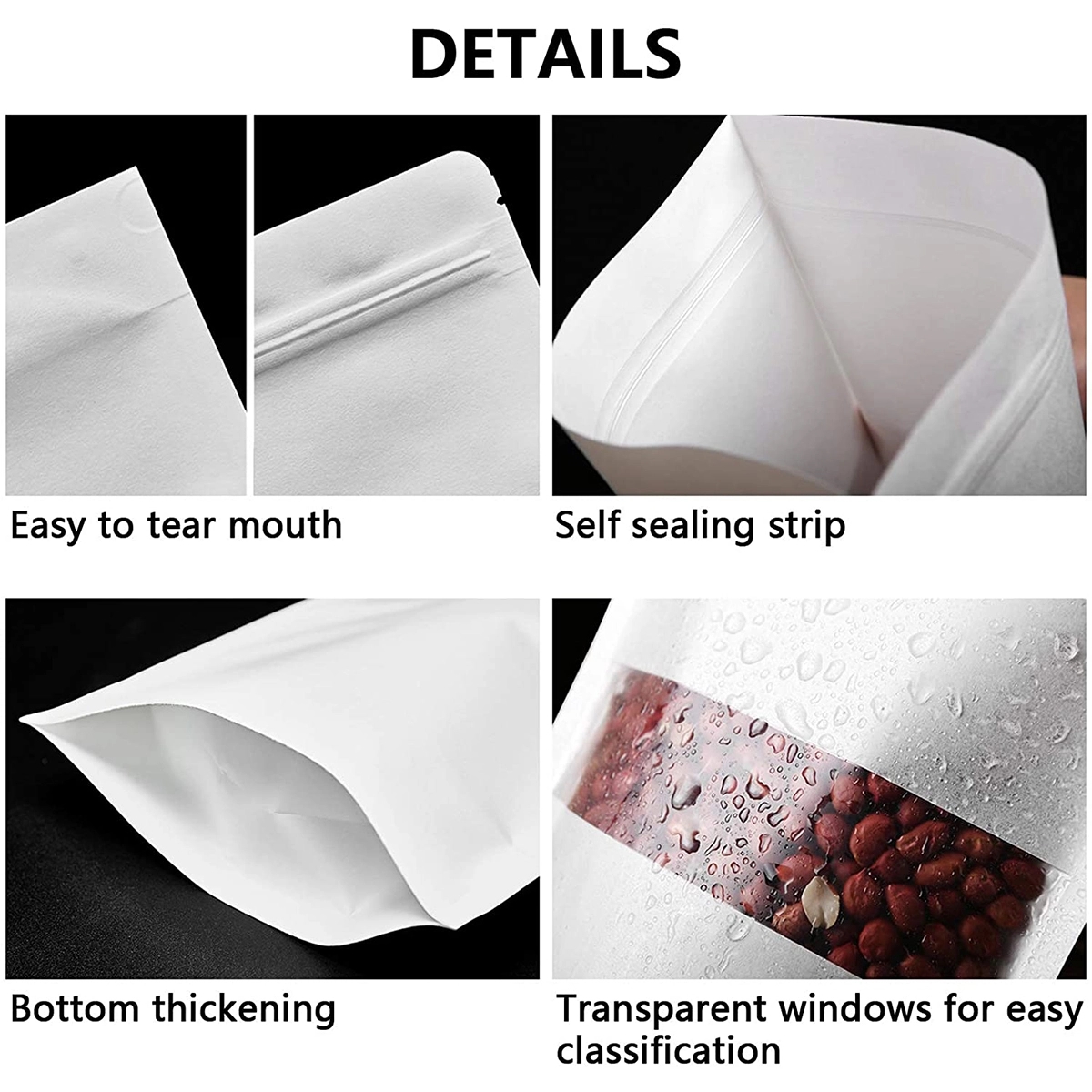 Reusable White Kraft Zip Lock Food Storage Bag 3