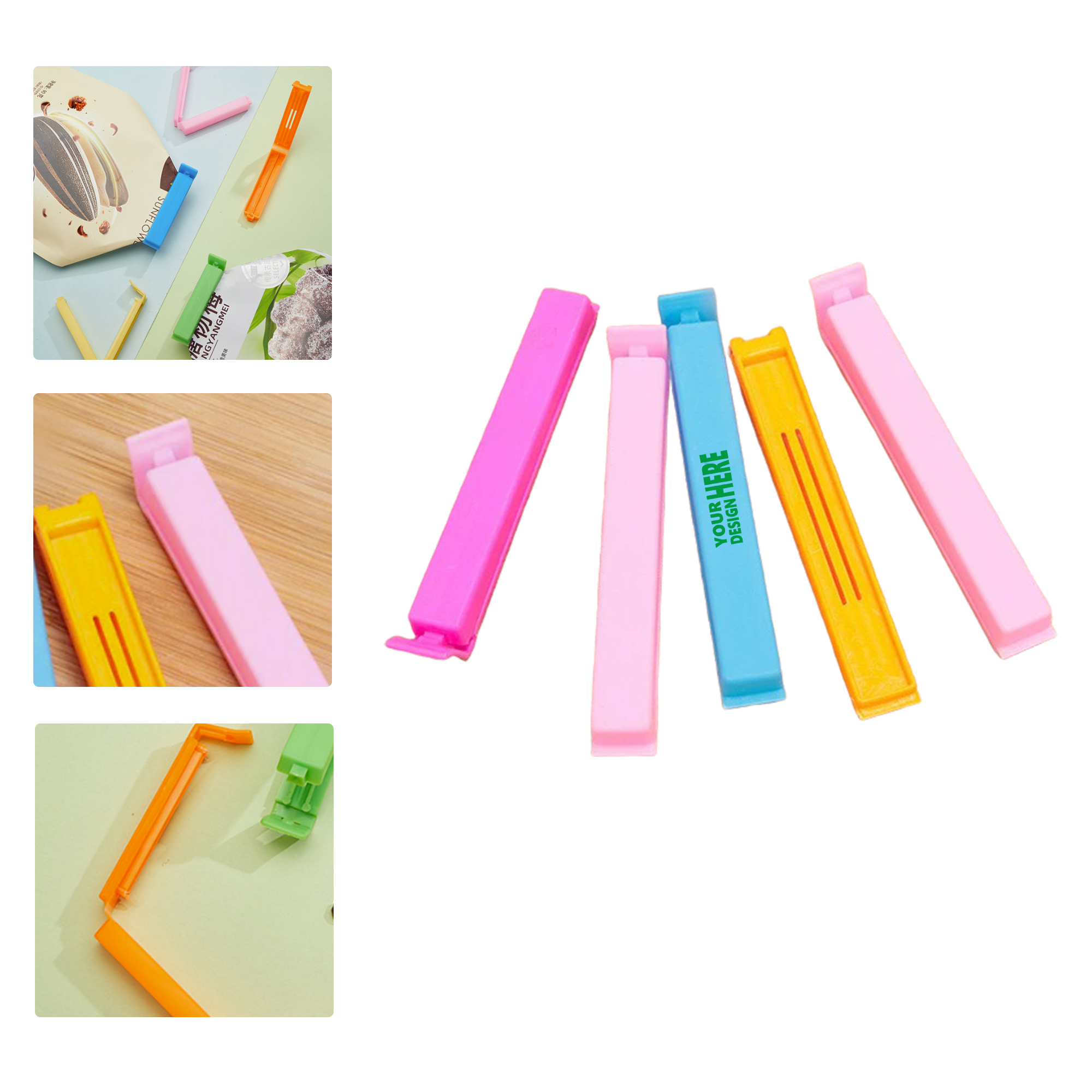 MOQ 50 Plastic Seal Clips for Tea Bags Snacks Custom Logo Food Preservation 2